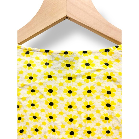 Ganni Womens Blouse Top Small Floral Wrap Tie Front Yellow White Cottagecore - Picture 6 of 14